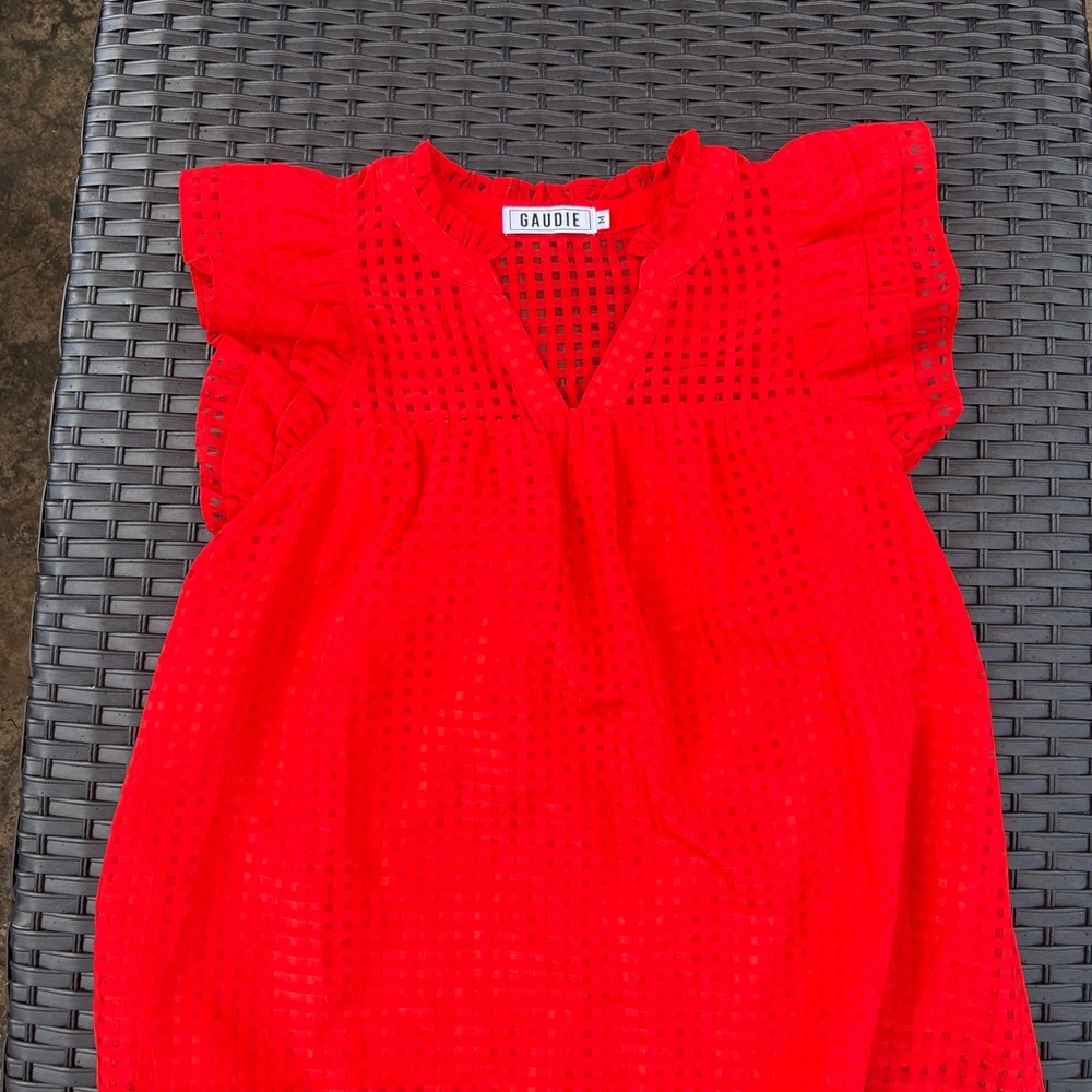 Gaudie Red Ruffle Sleeve Top